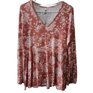 Women's Long Sleeve Peplum Julianna V-Neck Top Large